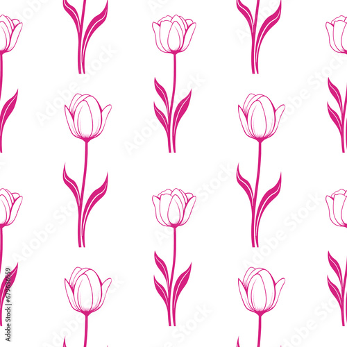 Floral botanical texture pattern . Seamless tulip flower pattern can be used for wallpaper  pattern fills  web page background  surface textures.