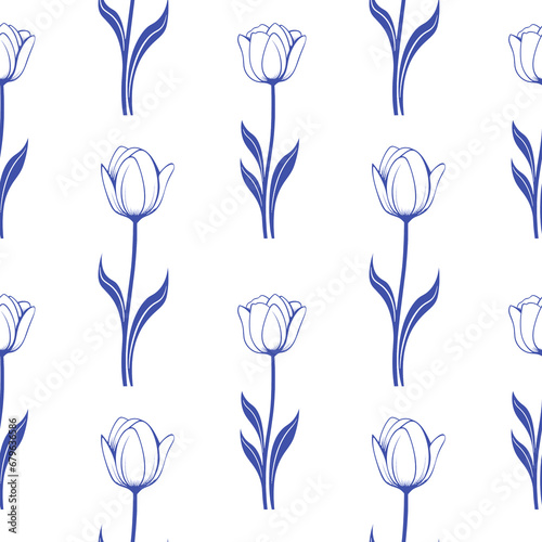 Floral botanical texture pattern . Seamless tulip flower pattern can be used for wallpaper  pattern fills  web page background  surface textures.