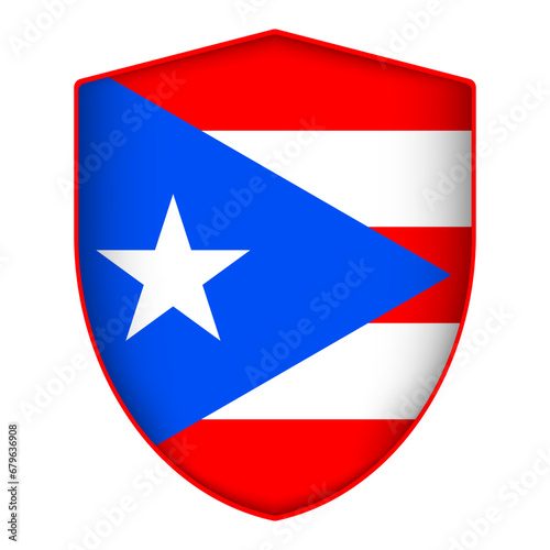 Puerto Rico flag in shield shape. Vector illustration. Free Download Puerto Rico flag in shield shape. Vector illustration. - GFXLoad