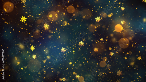 Christmas Theme Background Image, High Quality Gold Snow and Snowflakes Background for Holiday Seasons
