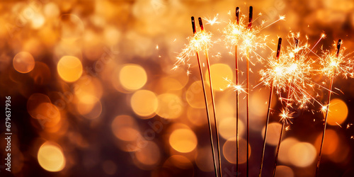 Burning sparklers for the new year festival. Background