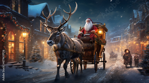 santa claus riding on sleigh