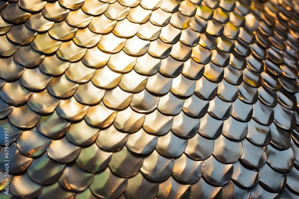closeup of shiny fish scales under sunlight