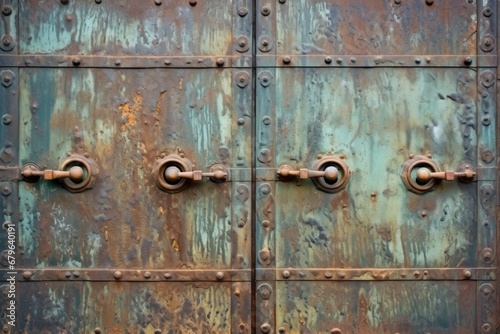 bronze door showing signs of wear and tear