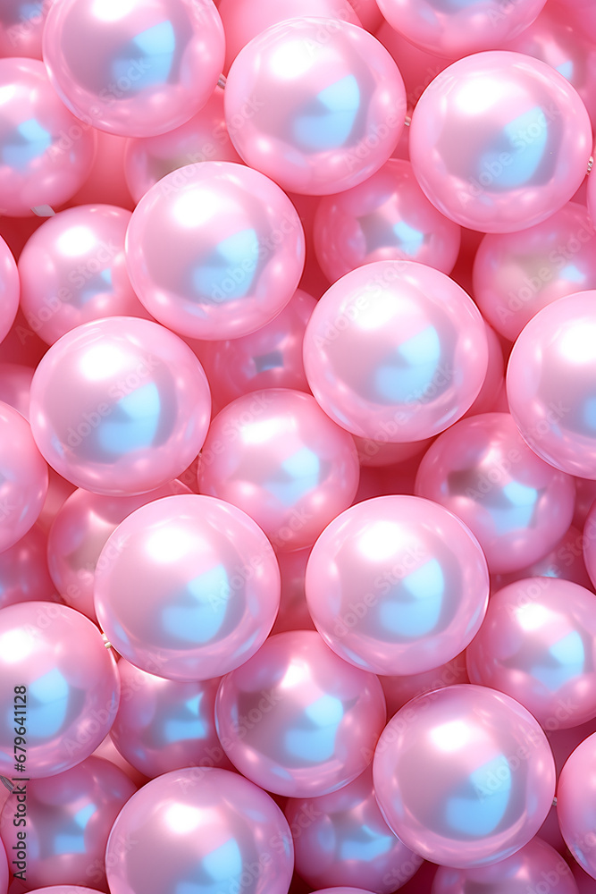 Large pink lustrous polished pearls evenly scattered on azure velvet Large pink lustrous polished pearls evenly scattered on azure velvet