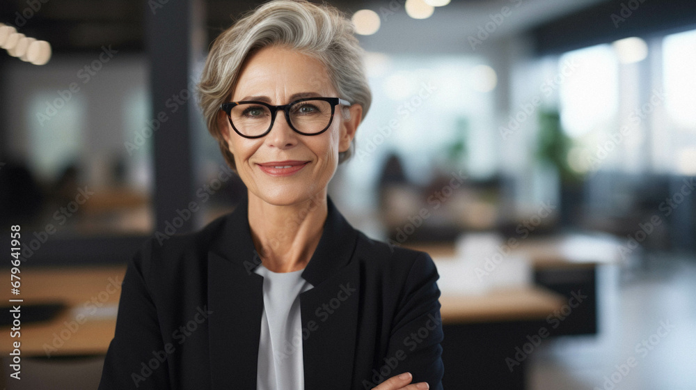 Portrait of senior woman hr in modern office. Portrait of senior woman hr in modern office.