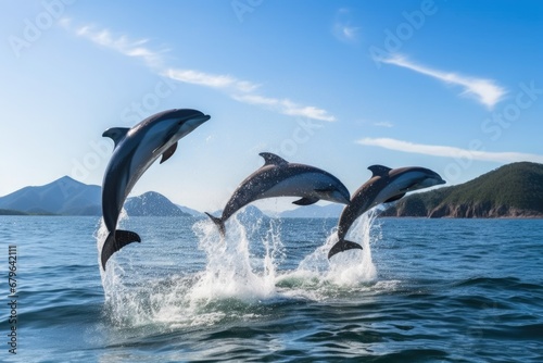 dolphins jumping in the sea, communicating through jumps and clicks © Alfazet Chronicles