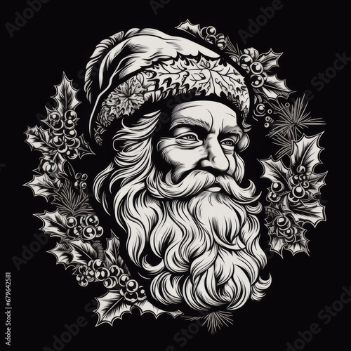 Santa Claus vector illustration, logo, AI generated