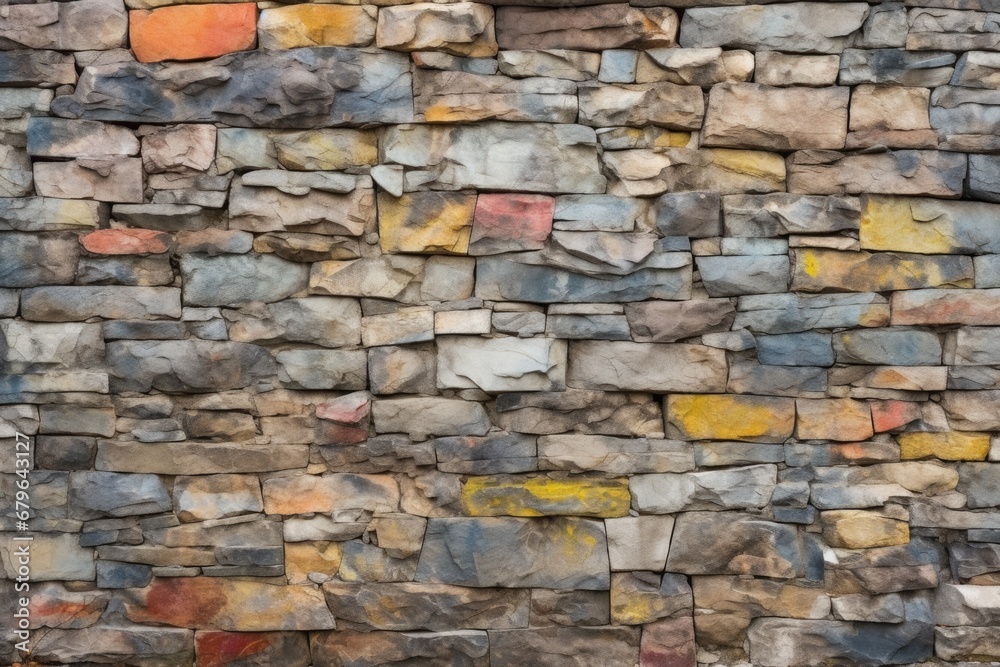 rough hewn, multi-colored stone wall