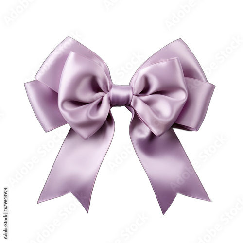 Dusty lavender velvet bow and ribbon isolated on transparent background