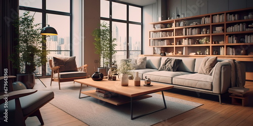 design principles with a minimalist and functional modern living room.