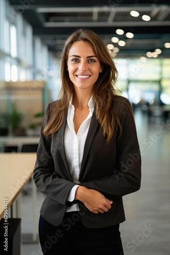 Smiling businesswoman in office.