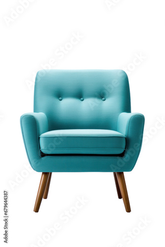 Accent chair, armchair isolated on transparent background.