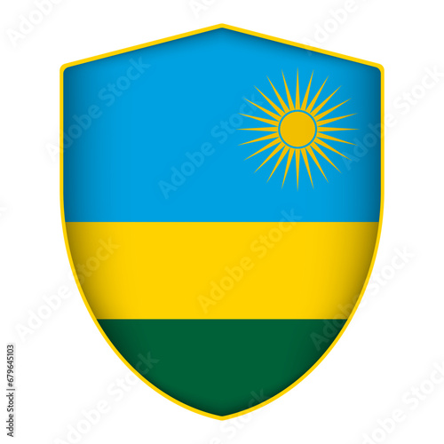 Free Download Rwanda flag in shield shape. Vector illustration. - GFXLoad