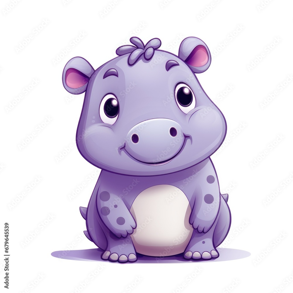 Fototapeta premium Cute cartoon 3d character hippopotamus on white background
