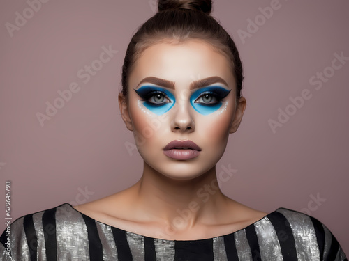 Beautiful woman face. Perfect makeup. Beauty fashion. Eyelashes. Cosmetic Eyeshadow
