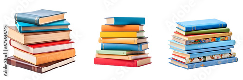 stack of children books isolated. Children books collection. Pile of children books. Children books isolated on transparent background.