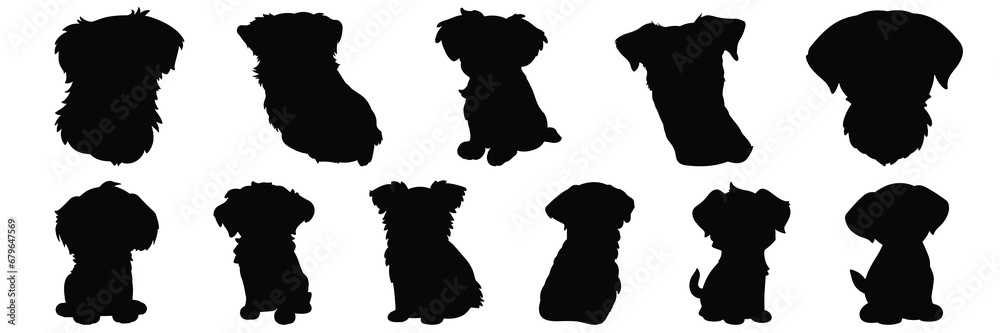 Dog silhouettes set, large pack of vector silhouette design, isolated white background. Dog silhouettes set, large pack of vector silhouette design, isolated white background.