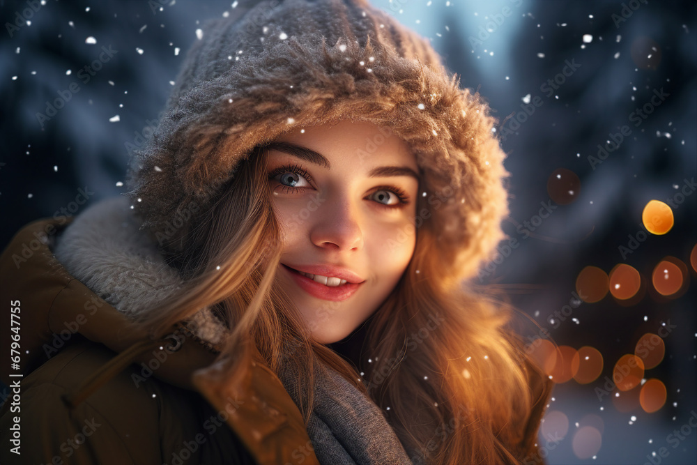 Happy new year conceptual artwork Generative AI picture different people admiring fireworks at Christmas night Happy new year conceptual artwork Generative AI picture different people admiring fireworks at Christmas night