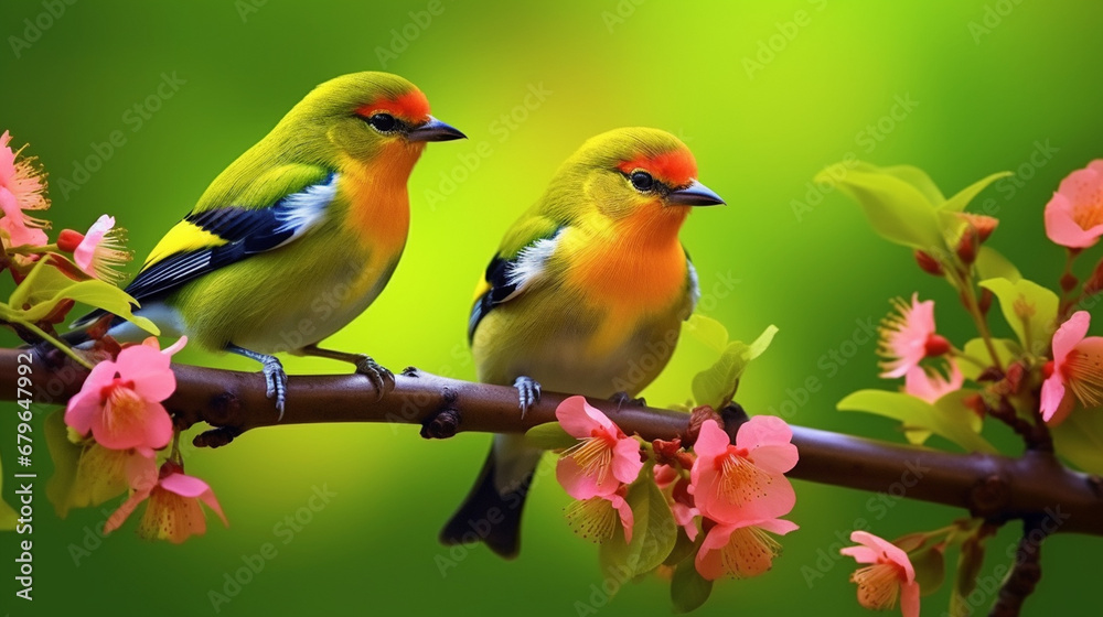 red and blue birds