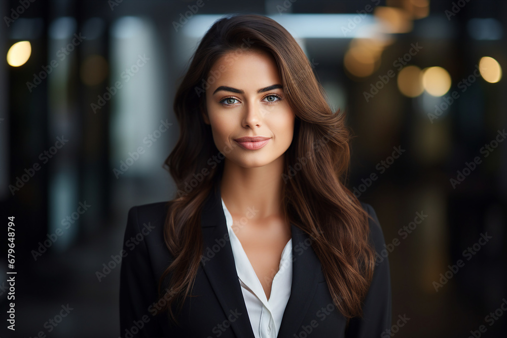Obraz premium Generative AI picture portrait of attractive office worker young woman