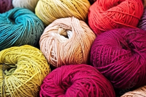 close-up of hand-spun wool yarn