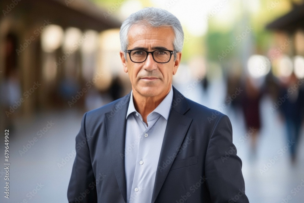Senior man with grey hair standing outdoors at the city. Senior man with grey hair standing outdoors at the city.