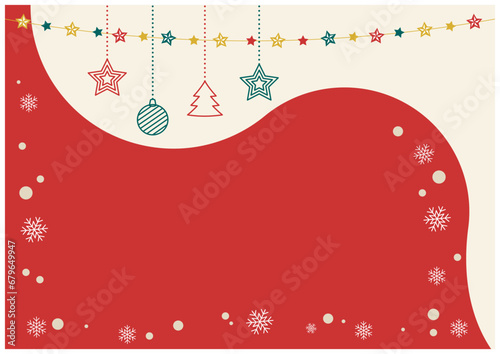 北欧風ふわっとしたクリスマスフレーム背景赤