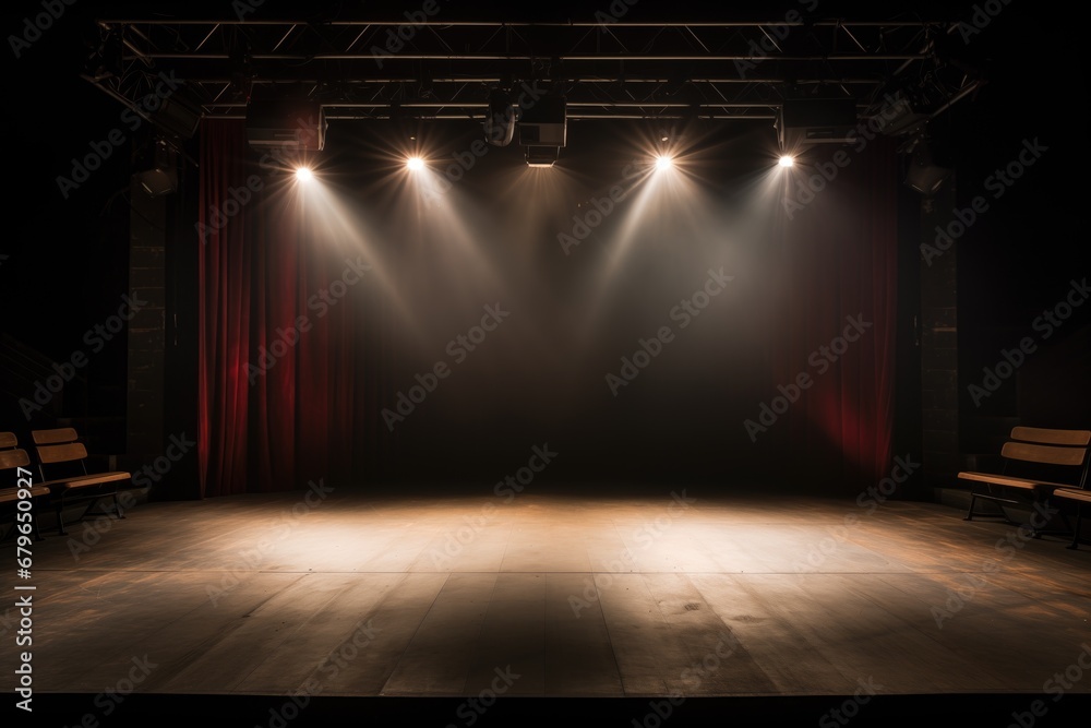 spotlights on an empty theatre stage