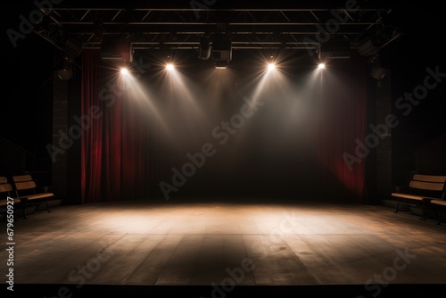spotlights on an empty theatre stage photo