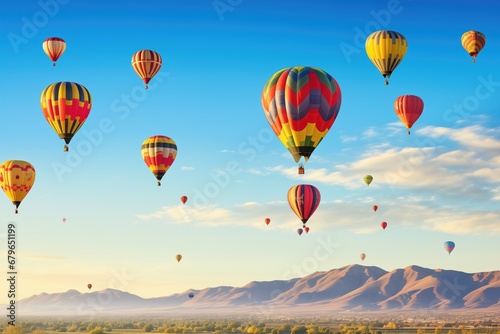 vibrant hot air balloons ascending on a clear day © Alfazet Chronicles