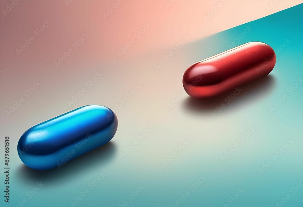 AI generated illustration of red and blue tablets