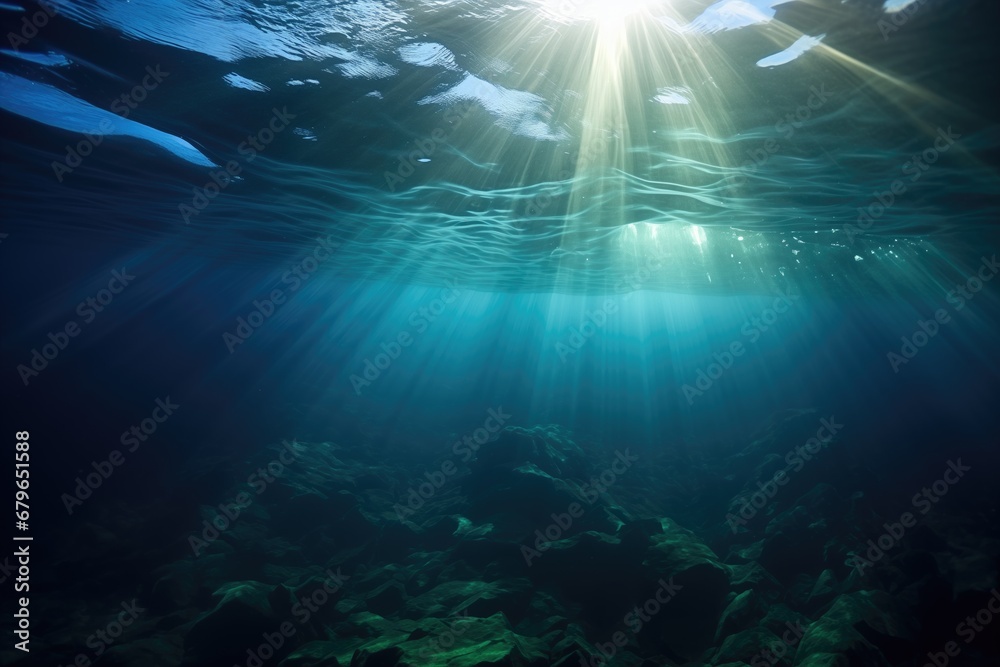 Obraz premium sunlight penetrating the depth of the ocean