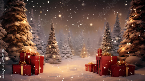 Christmas Tree With Baubles And Blurred Shiny Lights - Generated by Generative AI