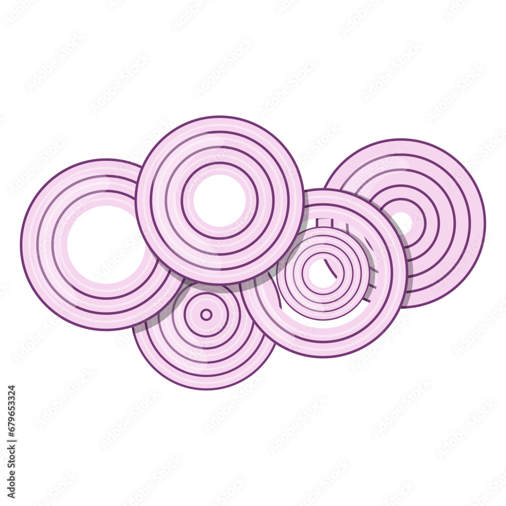 Red onion rings. Isolated vector illustration on a white background Red onion rings. Isolated vector illustration on a white background