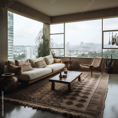 living room with a big window © jirasin