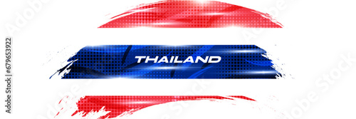 Thailand Flag in Brush Paint Style with Halftone and Shining Effect. National Thailand Flag