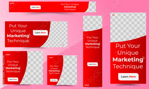 Set of modern, clean, simple web banners design layout set 6
 photo
