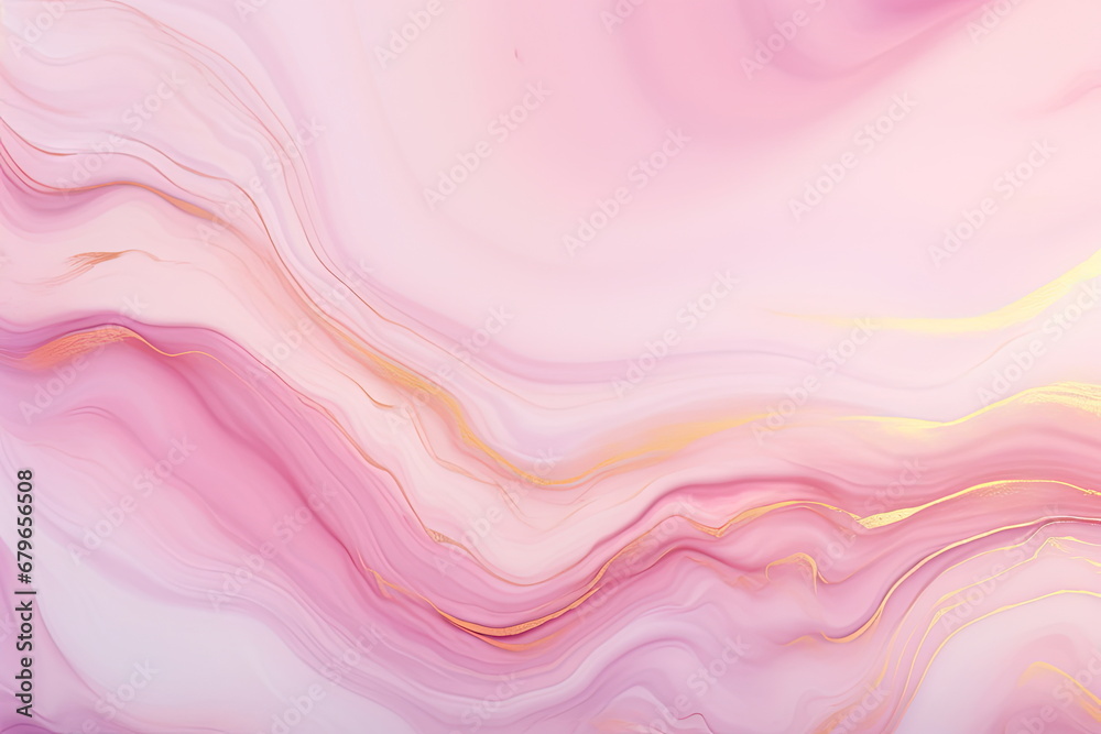 pink marble gradient with golden lines, pastel background - obrazy, fototapety, plakaty 