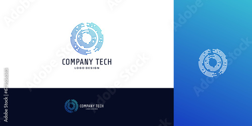 letter O target modern for tech logo design. vector illustrator. connected dots logo.