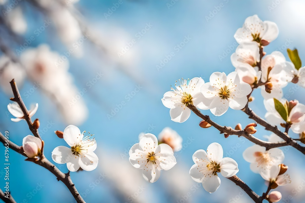 Blossom tree over nature background.