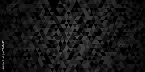 Modern abstract wall grid geometric dark black pattern background lines Geometric print composed of triangles. Black triangle tiles pattern mosaic background. Abstract pattern gray Polygon Mosaic.