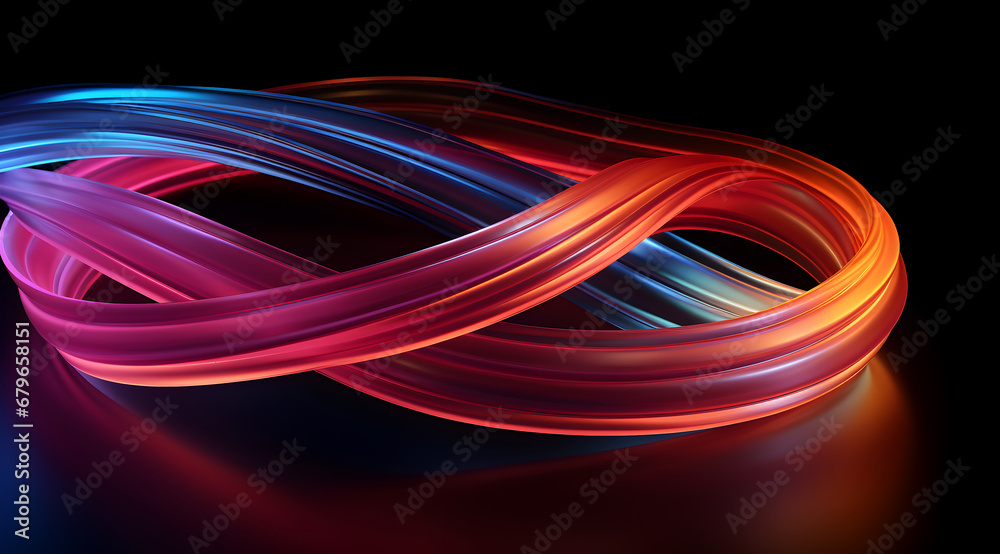 Waves of multicolored neon light on a dark background. Waves of multicolored neon light on a dark background.