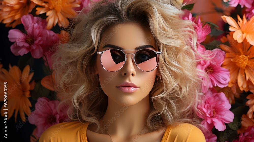Stylish Woman Pink Dress Yellow Glasses, HD, Background Wallpaper, Desktop Wallpaper