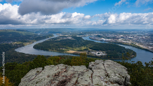 Overlook on Lookout Mountain Above Tennessee River and Chattanooga