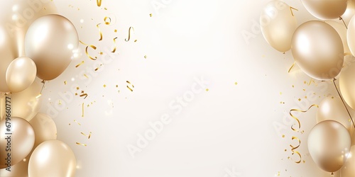 Golden jubilation. Festive confetti extravaganza. Celebration bliss on christmas or birthday. Shimmering confetti delight. Party perfection. Elegant balloons and glittering