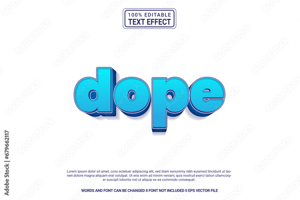 Editable text effect Dope 3d cartoon template style modren premium vector