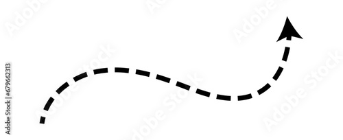 Dashed arrow set. Vector doodle dot line. Thin pointer arrows