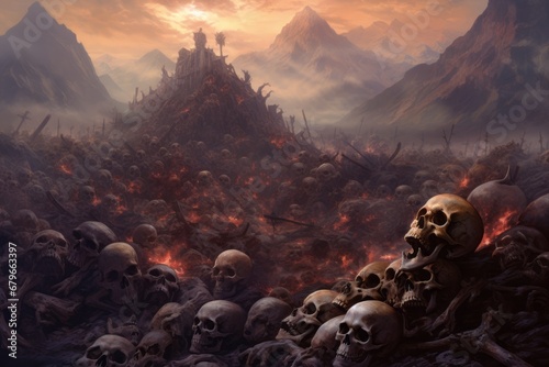 A mountain of skulls