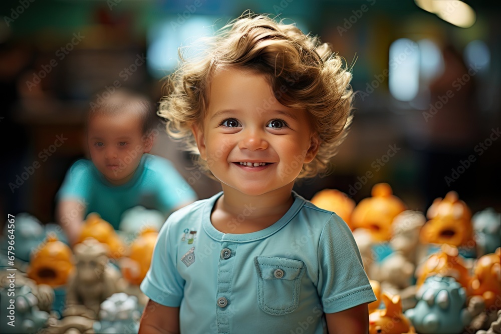 small child with toys in daycare facility small child with toys in daycare facility